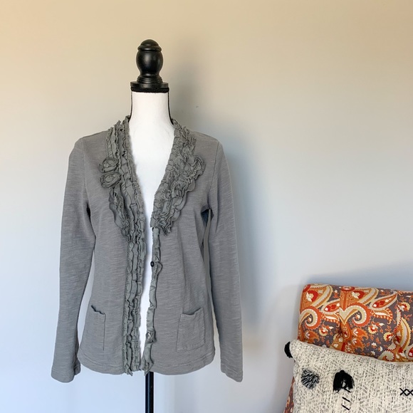 Eddie Bauer Sweaters - Eddie Bauer cardigan with ruffle size medium EUC